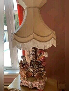 Capodimonte Musical Figure Lamp vintage Porcelain Italy Azzolin Brothers Rococo